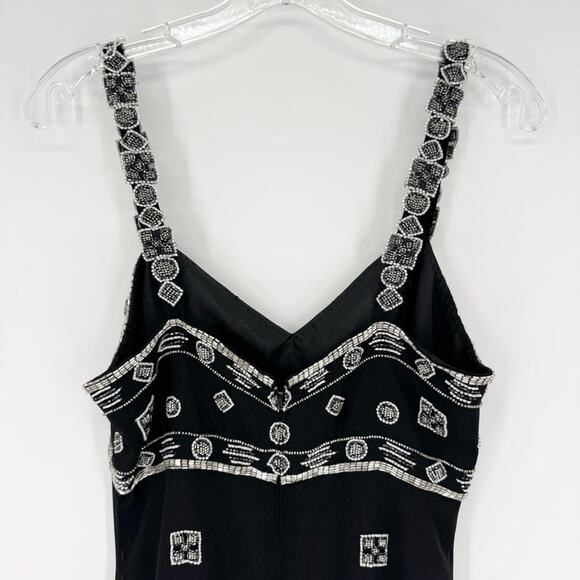 Vintage Y2K 90's Silk Whimsigoth Dark Romantic Hi-Lo Beaded Formal Dress Size 10 - Picture 9 of 10